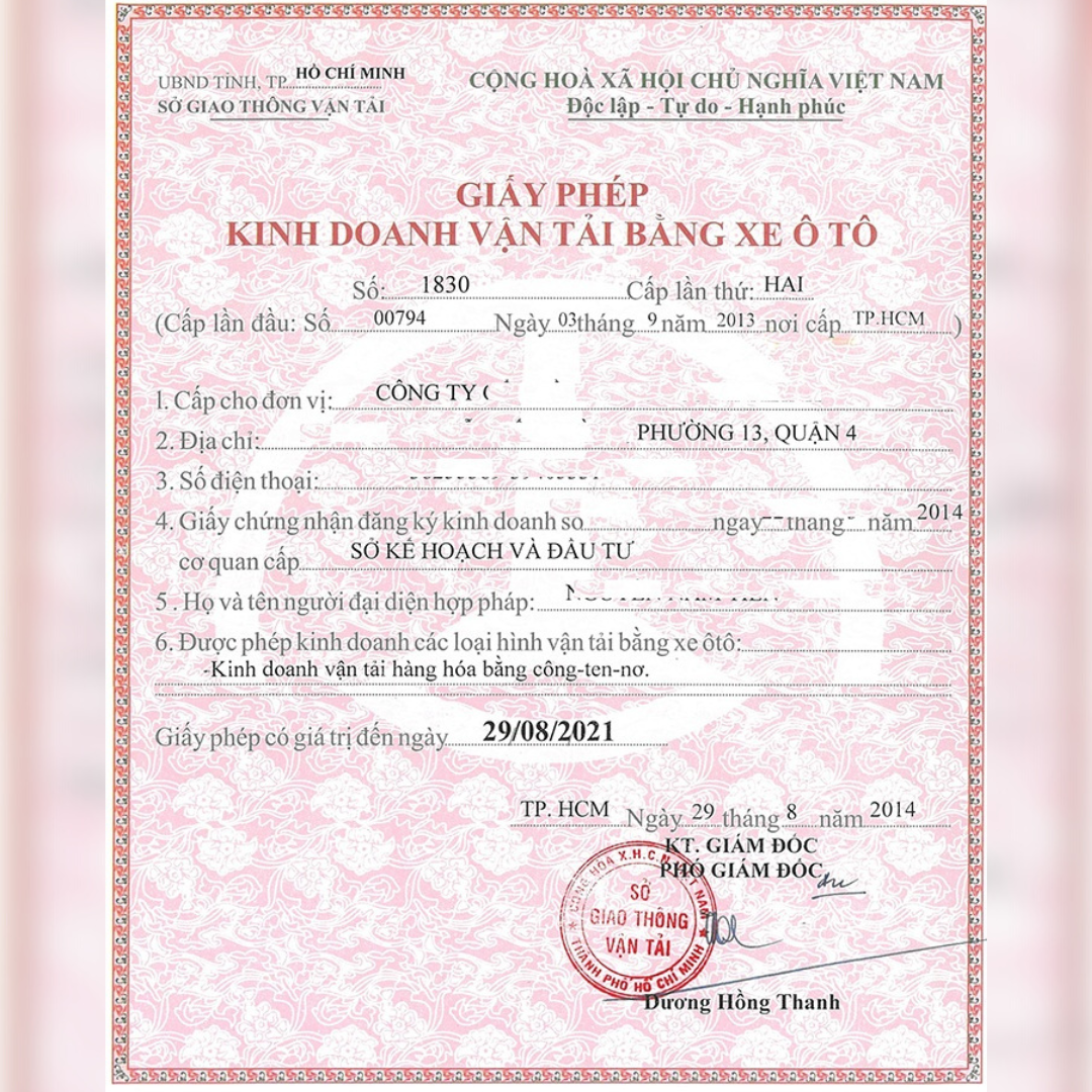 Danh sách giấy tờ cần chuẩn bị để đăng ký giấy phép kinh doanh vận tải ô tô